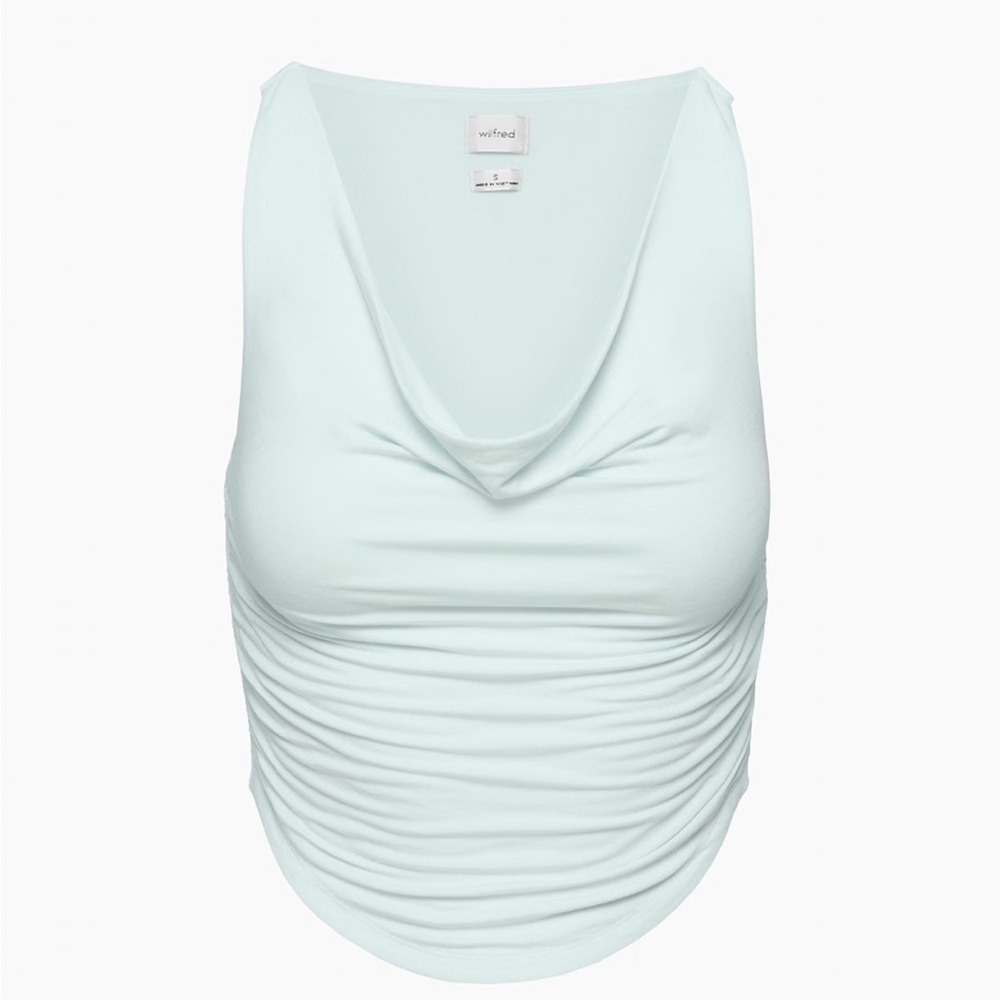 Wilfred Women's Light Blue Drape Top parfait top size XS snowmelt blue cowl neck